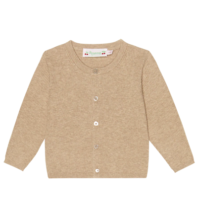 Shop Bonpoint Baby Bassia Wool And Cotton Cardigan In Ficelle