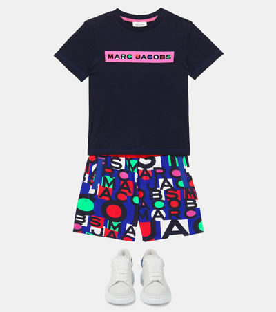Shop Marc Jacobs Logo Cotton Jersey T-shirt In Navy