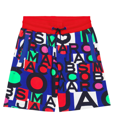 Shop Marc Jacobs Logo Cotton Shorts In Red/blue