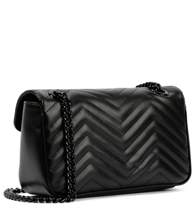 Shop Gucci Gg Marmont Small Leather Shoulder Bag In Nero/nero