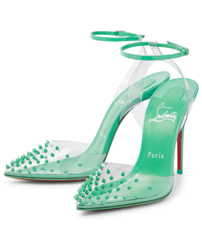 Shop Christian Louboutin Spikoo 100 Pvc And Leather Pumps In Detox