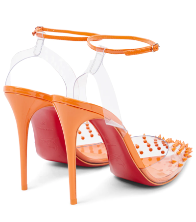 Christian Louboutin Women's Spikoo 100 Pvc Ankle-strap Sandals In Papaya