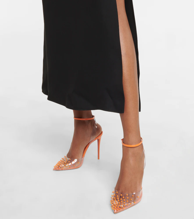 Christian Louboutin Women's Spikoo 100 Pvc Ankle-strap Sandals In Papaya