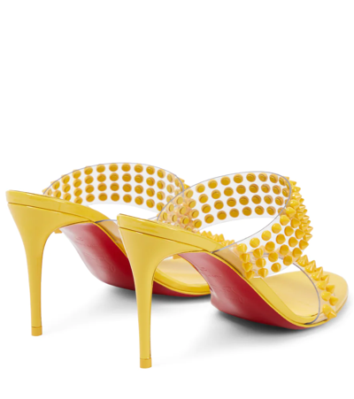 Shop Christian Louboutin Spike Only 85 Pvc And Leather Sandals In Sol