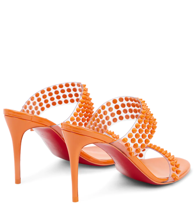 Shop Christian Louboutin Spike Only 85 Pvc And Leather Sandals In Papaya