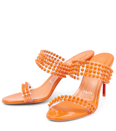 Shop Christian Louboutin Spike Only 85 Pvc And Leather Sandals In Papaya