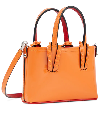 Christian Louboutin Cabata Nano Patent Leather Tote Bag In Papaya