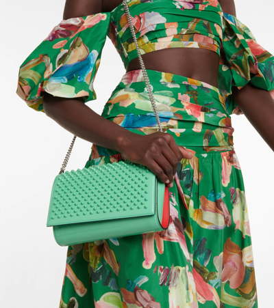 Christian Louboutin Paloma Small Embellished Leather Clutch In Detox/detox