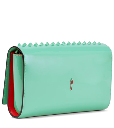 Christian Louboutin Paloma Small Embellished Leather Clutch In Detox/detox