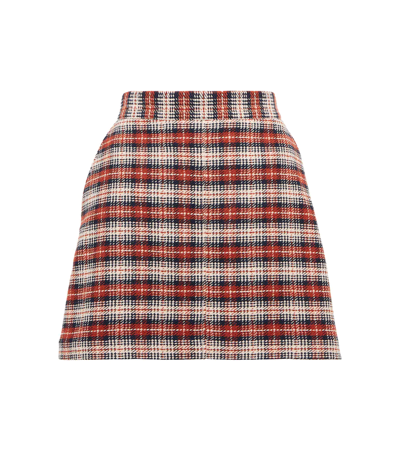 Shop See By Chloé Checked Cotton-blend Miniskirt In Multicoloured