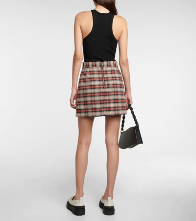 Shop See By Chloé Checked Cotton-blend Miniskirt In Multicoloured