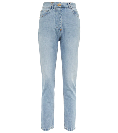 Shop Balmain High-rise Slim Jeans In 6fc Bleu Jean Clair