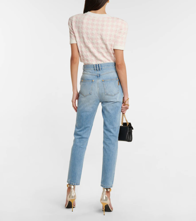Shop Balmain High-rise Slim Jeans In 6fc Bleu Jean Clair