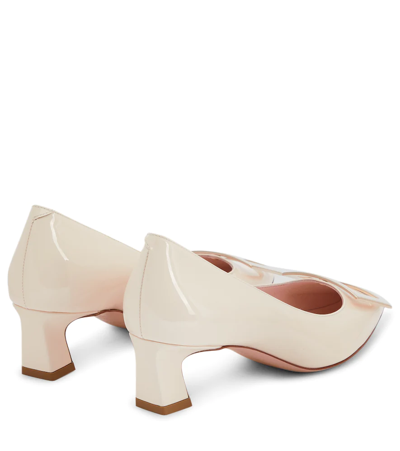 Roger Vivier Trompette Patent Leather Pumps In White