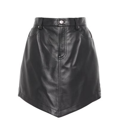 Shop Alexandre Vauthier Leather Miniskirt In Black