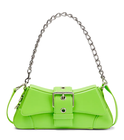 Shop Balenciaga Lindsay Small Leather Shoulder Bag In Acid Green