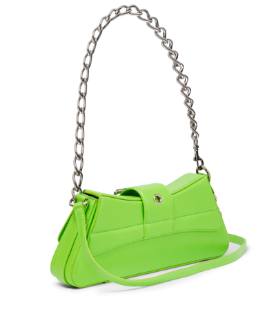 Shop Balenciaga Lindsay Small Leather Shoulder Bag In Acid Green