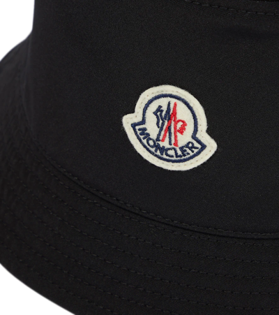 Shop Moncler Logo Canvas Bucket Hat In Black