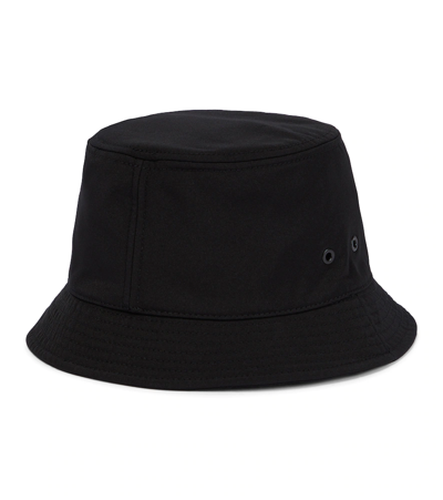 Shop Moncler Logo Canvas Bucket Hat In Black
