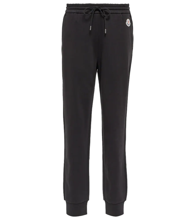 Shop Moncler Cotton-blend Fleece Sweatpants In Black