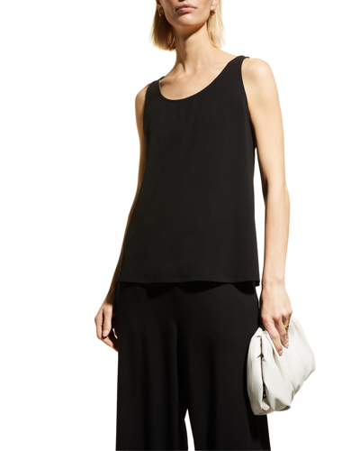 Shop Eileen Fisher Scoop-neck Jersey Knit Tank In Black