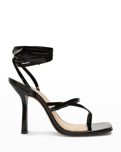 Shop Schutz Lily Embossed Ankle-wrap Sandals In Black