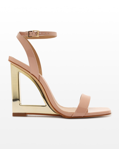 Shop Schutz Filipa Metallic-heel Sandals In Rose Nude