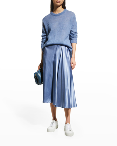 Shop Max Mara Coimbra Draped Midi Skirt In Cornflower Blue