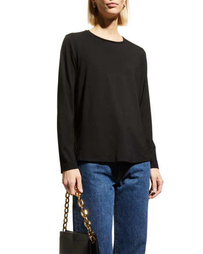 Shop Eileen Fisher Long-sleeve Jersey Knit Tee In Black