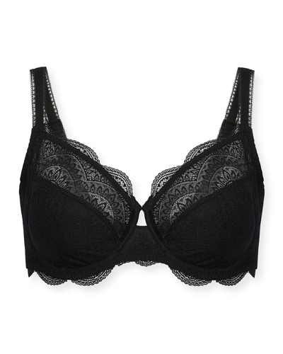 Shop Simone Perele Karma Full Cup Support Lace Bra In Midnight