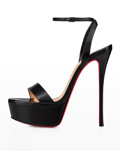 Shop Christian Louboutin Loubi Queen Red Sole Platform Sandals In Black