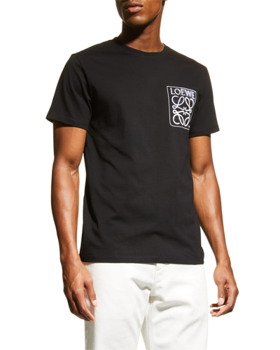 Shop Loewe Men's Anagram Fake Pocket T-shirt In Black