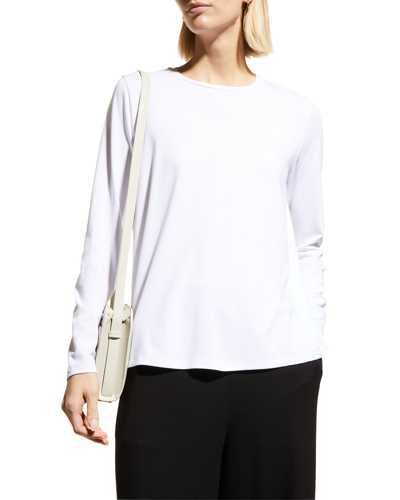 Shop Eileen Fisher Long-sleeve Jersey Knit Tee In White