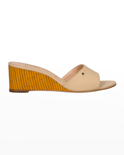 Shop Kate Spade Meena Cotton Wedge Sandals In Warm Stone
