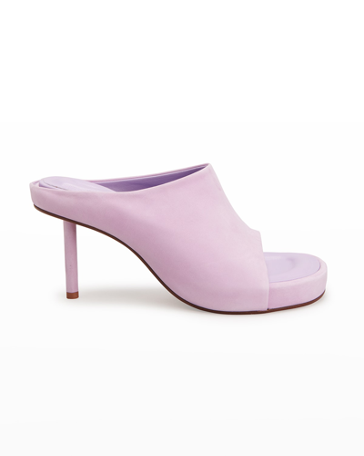 Shop Jacquemus Les Mules Nuvola Calfskin Sandals In Lilac