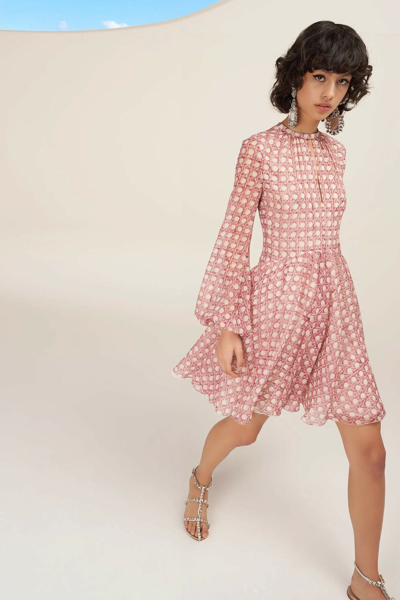 Shop Giambattista Valli Long Sleeve Georgette Mini Dress