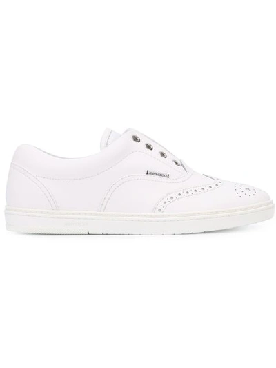 Jimmy Choo Brian White Rubberized Leather Slip On Trainers