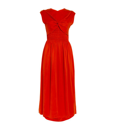 Shop Tove Silk Mahany Midi Dress In Red