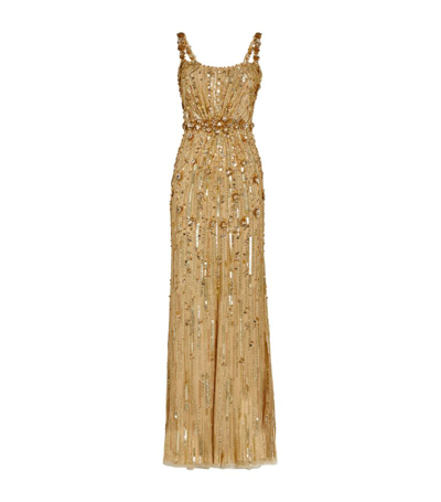 Shop Jenny Packham Embellished Bright Gem Gown In Gold