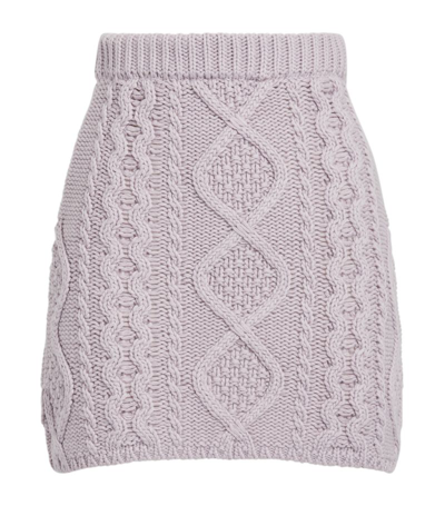 Shop Rokh Cable-knit Mini Skirt In Purple
