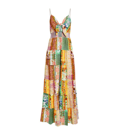Shop Alice And Olivia Linen-blend Romelia Tie-front Dress In Multi