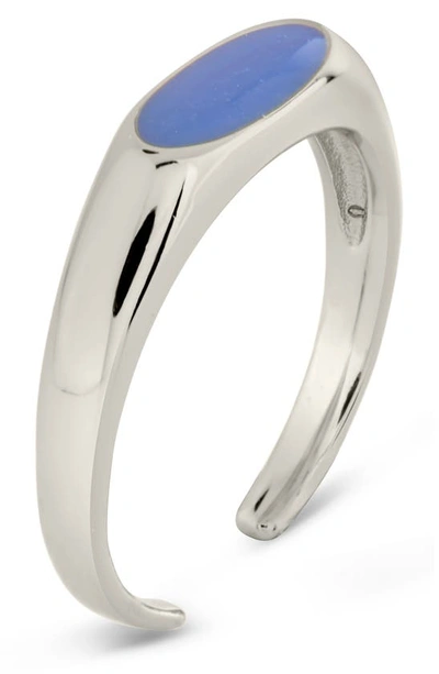 Shop Sterling Forever Sterling Silver Enamel Open Ring In Cobalt/silver