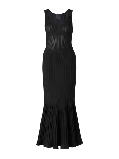 Shop Givenchy Ruffled Sleeveless Knit Dress In Black