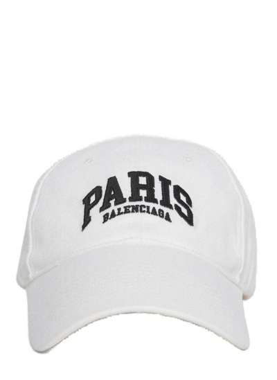 Shop Balenciaga Logo Embroidered Baseball Cap In White