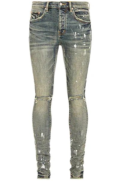 Purple Brand Slim Fit Jeans In Worn Mid Indigo Knee Slit | ModeSens