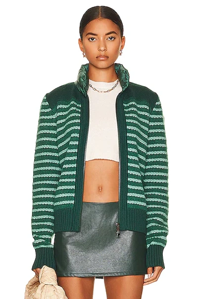 Shop Moncler Striped Cardigan In Green