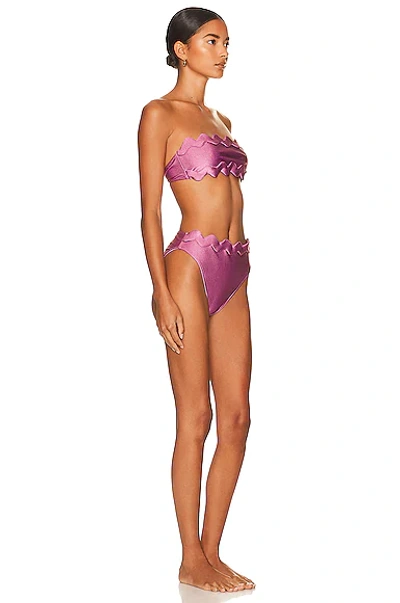 Shop Adriana Degreas Moves High Leg Bandeau Bikini Set In Lilac