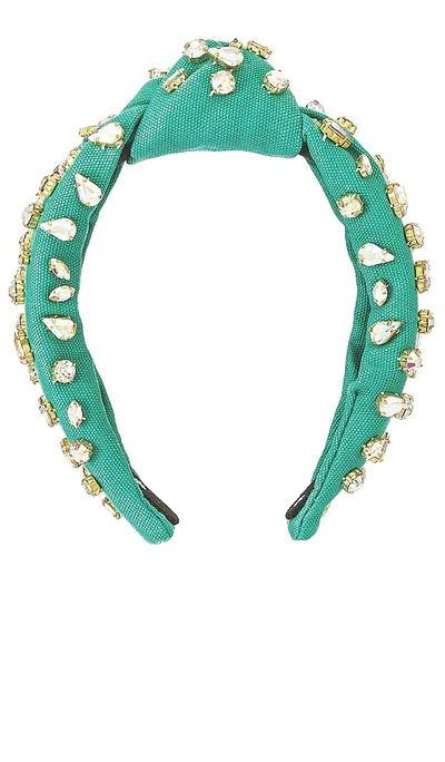 Shop Lele Sadoughi Candy Jeweled Knotted Headband In Teal