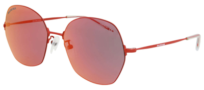 Shop Balenciaga Bb0014s 003 Geometric Sunglasses In Red