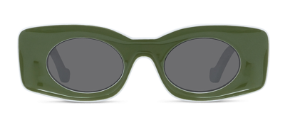 Shop Loewe Lw40033i 96a Oval Sunglasses In Grey